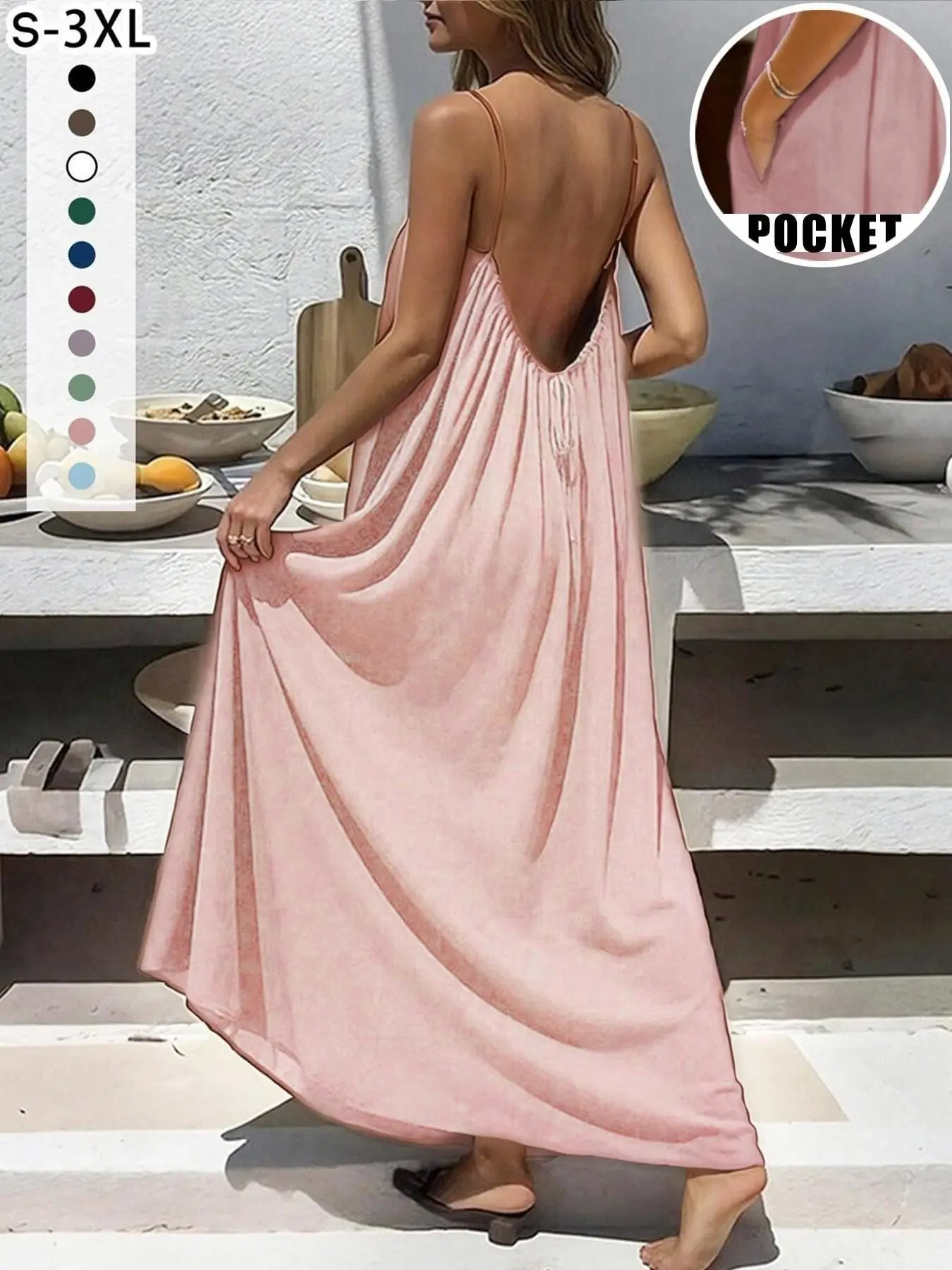 loose fitting backless dress New Women's Strap Chic Dress, Fit Homewear, Sexy Sleepwear, Beach Cover-Up, Multiple Colors & Sizes Available gg-10%-us-rihoas Super Gorgeous Sexy Backless Color:Green and semi