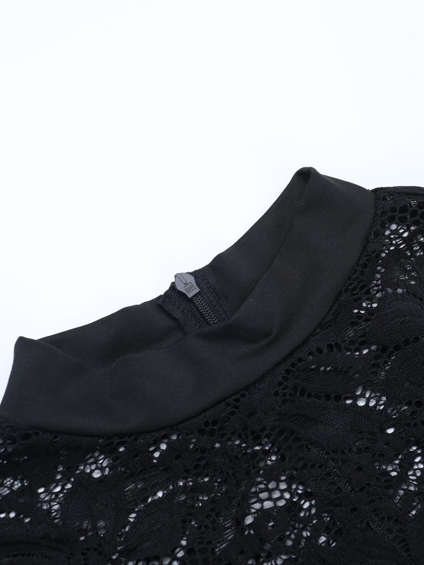 Elegant Lace Long Sleeve Bodycon Dress, Slim-Fitting Evening Dress, Formal Wear, Perfect for Parties & Special Occasions, Women's Fashion Clothing