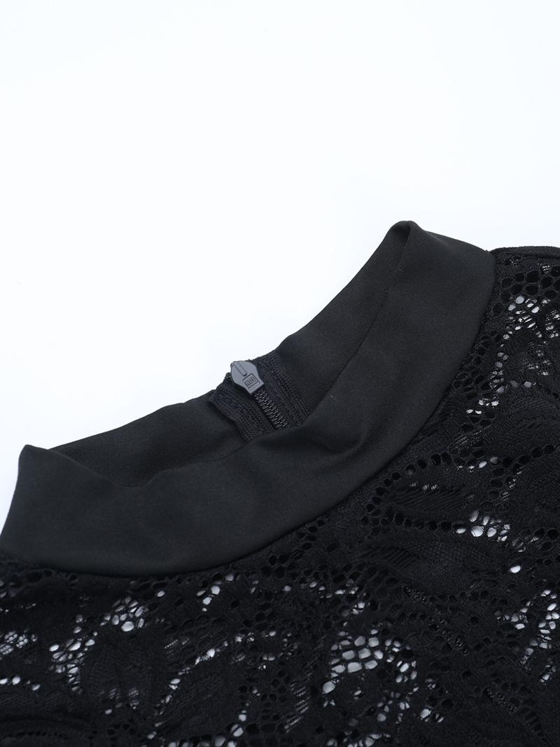 Elegant Lace Long Sleeve Bodycon Dress, Slim-Fitting Evening Dress, Perfect for Parties & Special Occasions, Women's Fashion Clothing