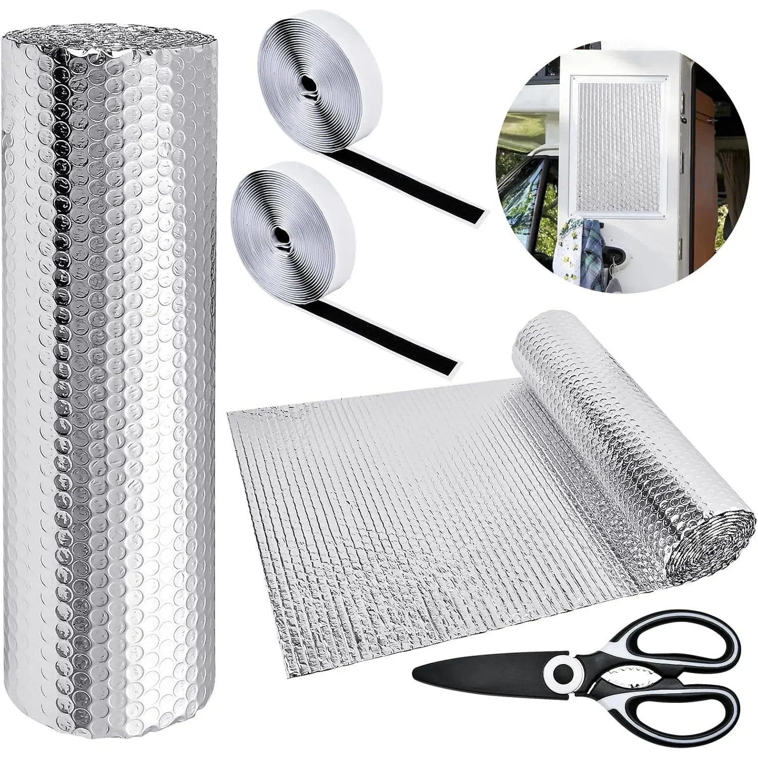 RV Window Shade Reflective Insulation Roll, 20 Ft x 15.6 in Double Sided  Foil Heat Shield for Motorhome  Van  Attic Garage Door