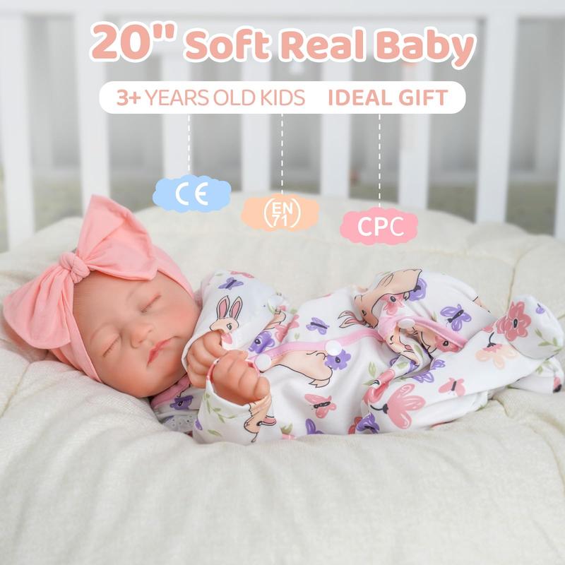 BABESIDE Reborn Baby Dolls - 17/20 Inch Cute Soft Vinyl Realistic Baby Doll Girl Poseable Smiling Real Life Rebornbabydoll with Complete Accessories for 3+ Years Old Gifts