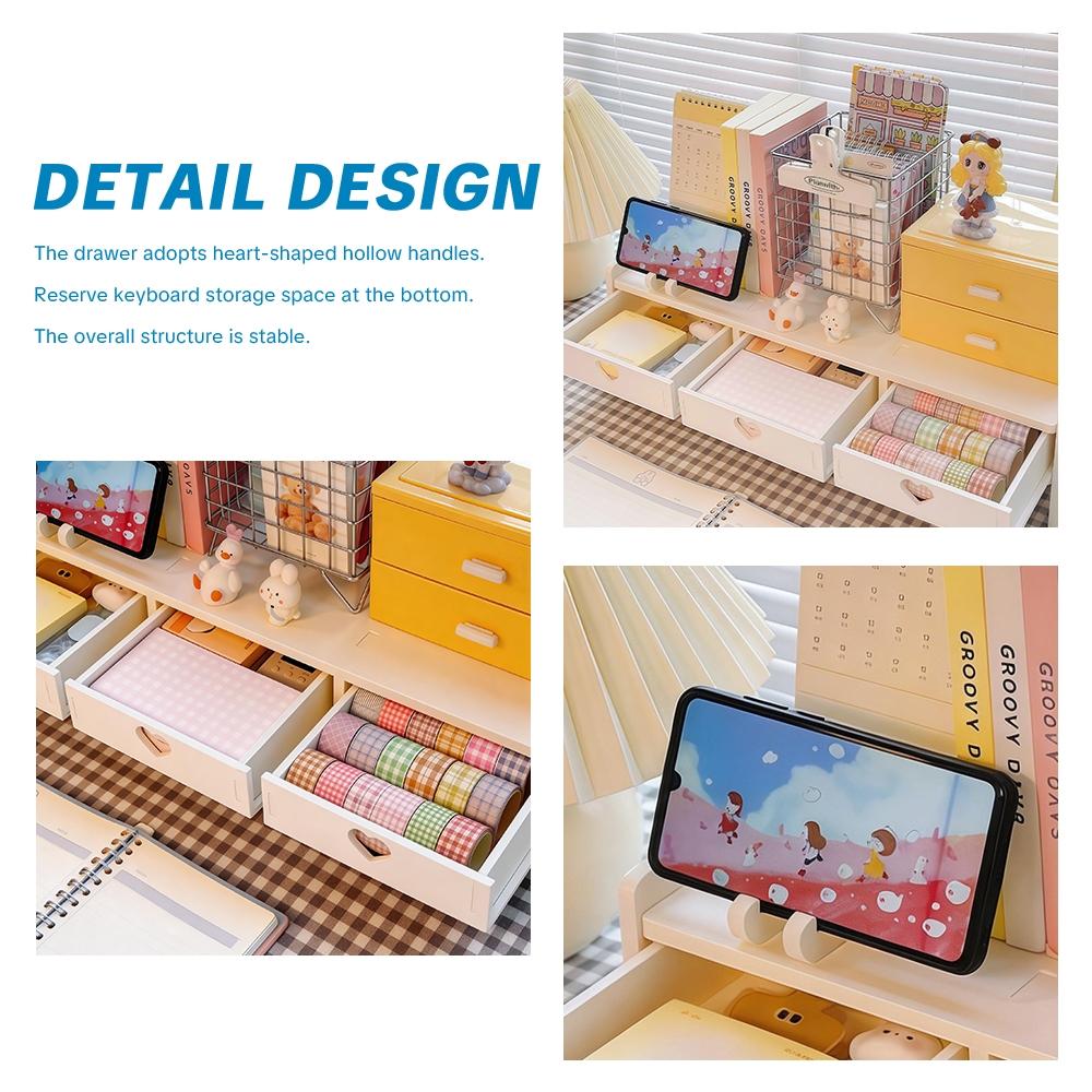 Computer Height Adjustable Stand Desktop Display Holder Multi-Functional Desk Organizer Laptop Drawer Pad Rack