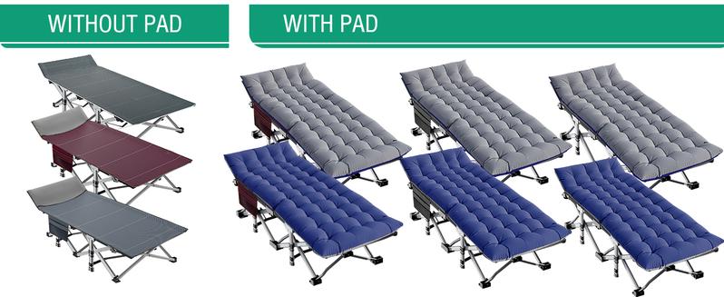 Lilypelle Folding Camping Cot w/3.3 Inch 2 Sided Mattress, Up to 880 Lbs Heavy Duty Sleeping Cots with Carry Bag, Folding Guest Bed, 1200 D Layer Oxford Portable Travel Camp Cots