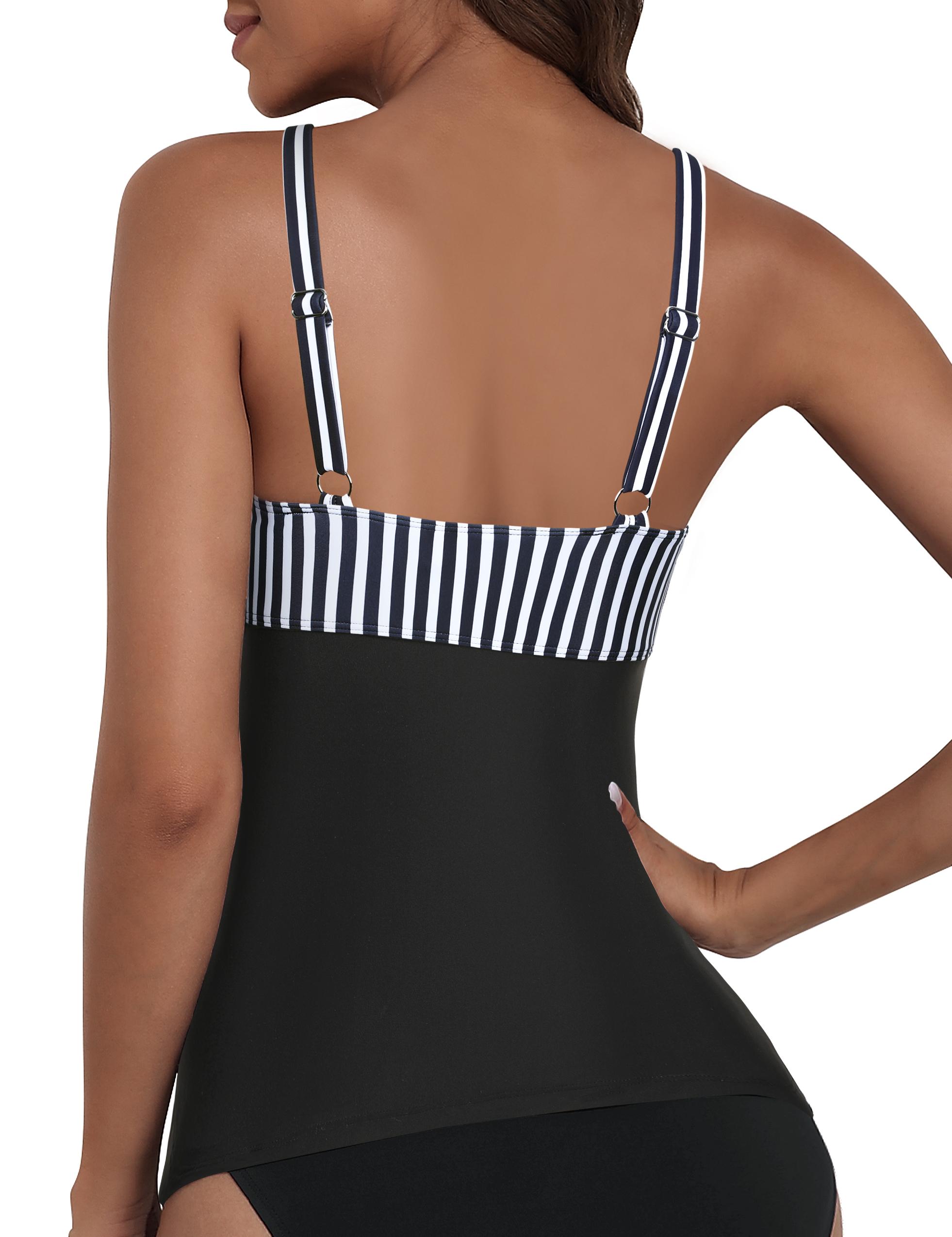 Hilor Women's Underwire Tankini Top Ruched Tummy Control Bathing Suit Tops Push Up Top Swimsuit Front Twist Swim Top Only