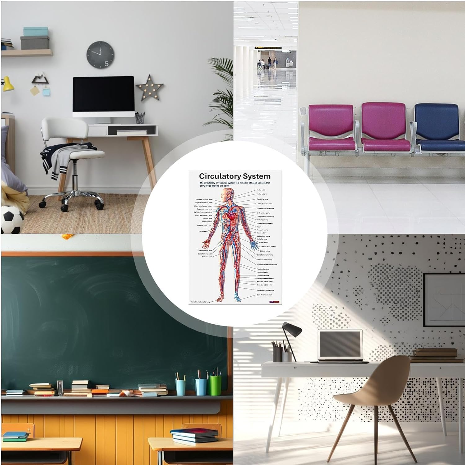 Anatomy Learning Posters - Learning Materials Visual Learning Tools Educational Wall Decor Set with Human Body Diagrams | Classroom Visual Aid & Home Schooling Study Reference