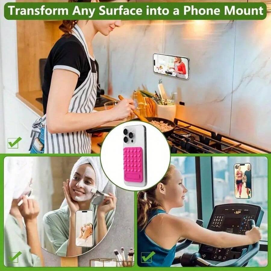 Silicone Suction Cup Phone Holder, Octobuddy Sticky Phone Grip, Perfect Fit for Bathroom Kitchen Bedroom Living Room Gym Car Travel School