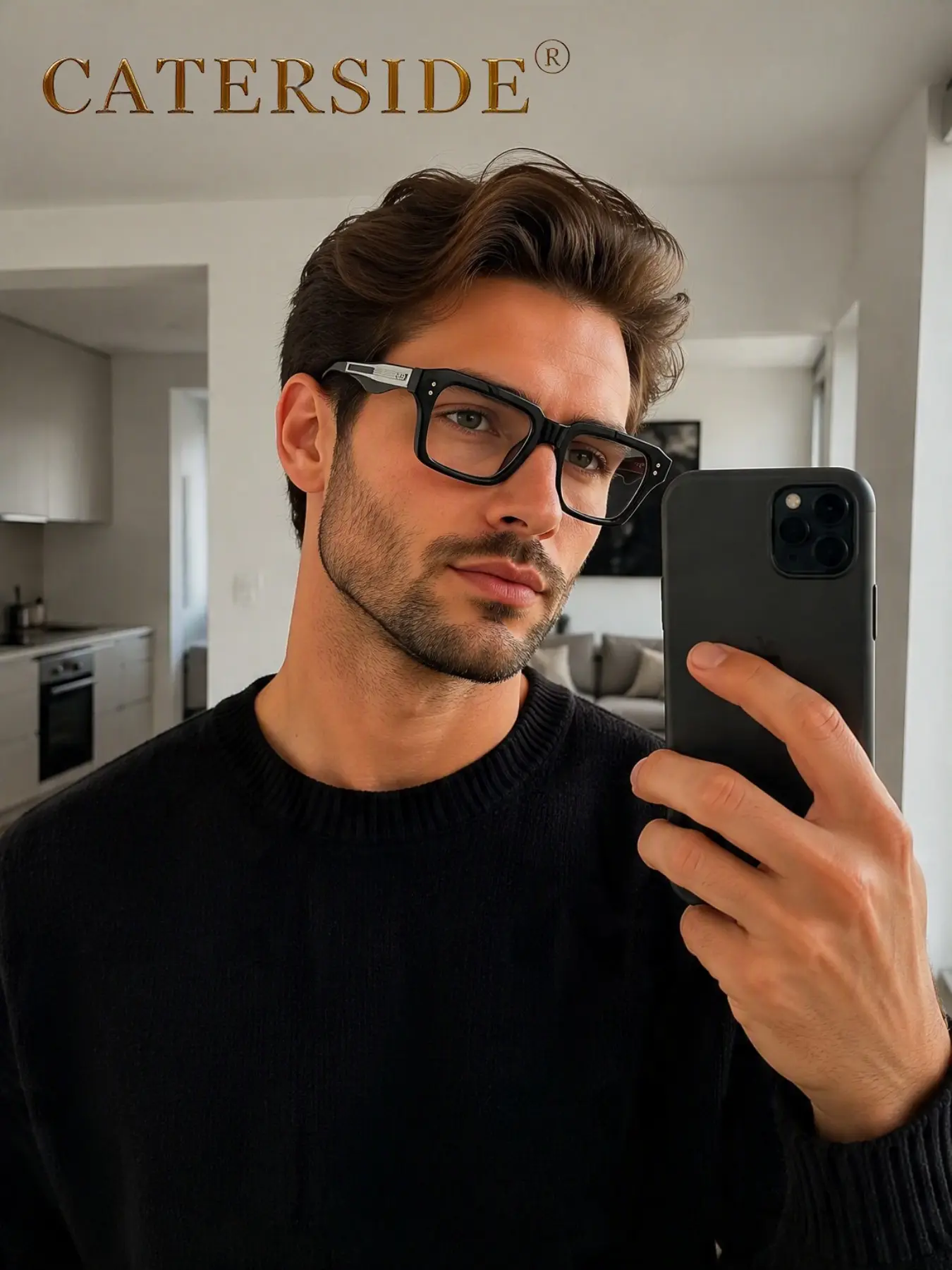 CATERSIDE 1/2/3 Counts Street-style trendy non-prescription glasses, Bluelight Glasses, minimalist design, metal + PC frame, blue-light blocking. Unisex. Perfect for fashion styling, gatherings with friends, daily wear.