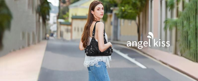 Angel Kiss Ladies Purse Small Tramp Shoulder Bag Vagen leather multi-pocket tote with zipper
