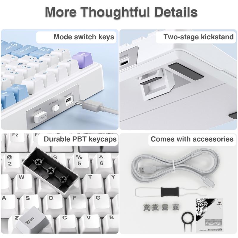 AULA F99 Wireless Mechanical Gaming Custom Keyboard, Numpad Tri-Mode BT5.0/2.4GHz/USB-C Gasket Hot Swappable, Pre-lubed Linear Switches, RGB Backlit Keyboard for Office Computer rainbow backlit Purple Creamy Budget Keyboard TikTokShopfalldealsforyou