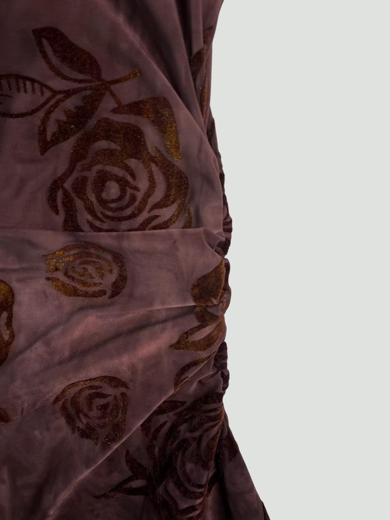 Vintage Rose Print Floral Velvet Mini Dress - Sleeveless Boat Neck Bodycon Dress Casual Evening Party Outfits Elegance Lady Womenswear Feminine