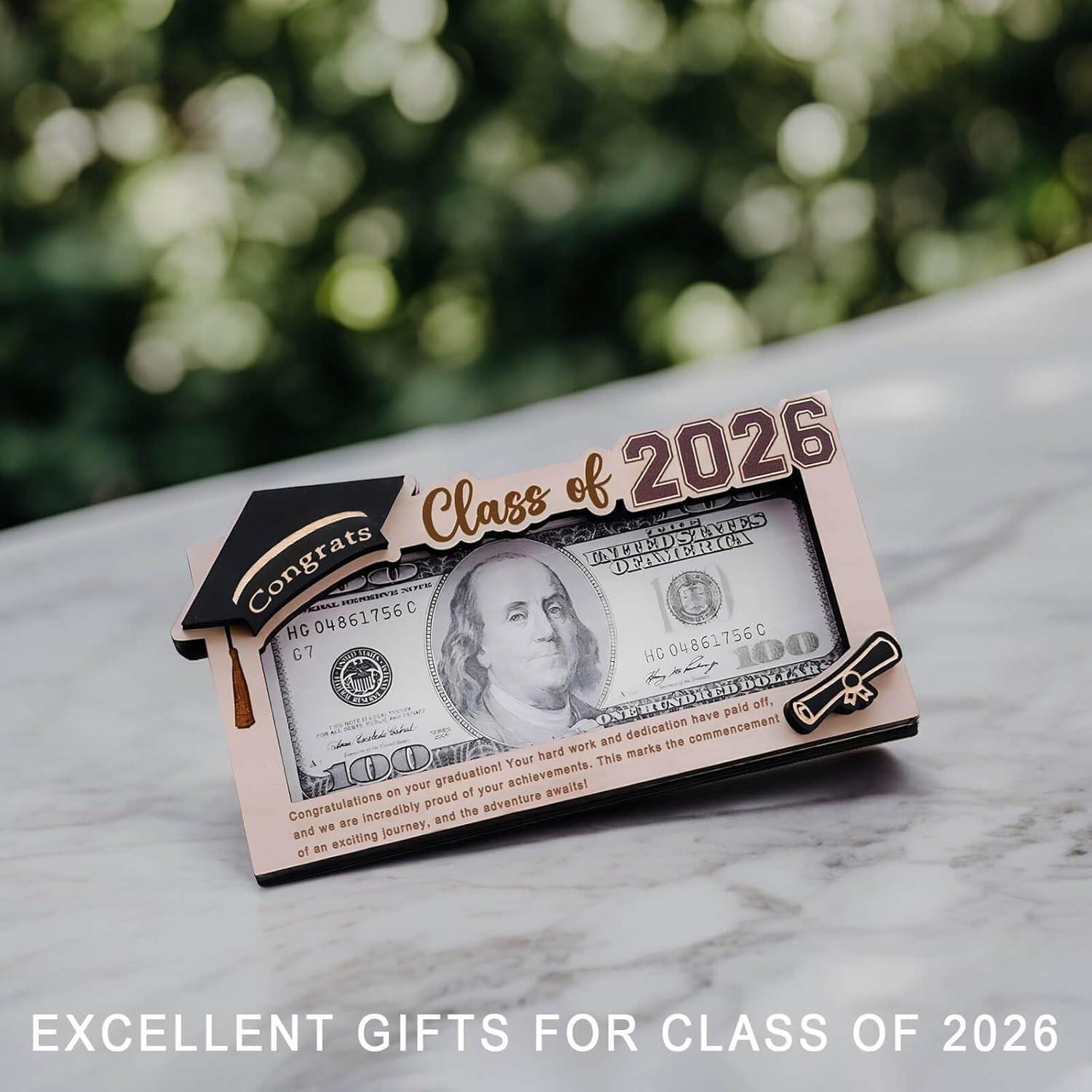 2026 Graduation Wooden Money Holder | Unique Cash Gift Keepsake for Graduates
