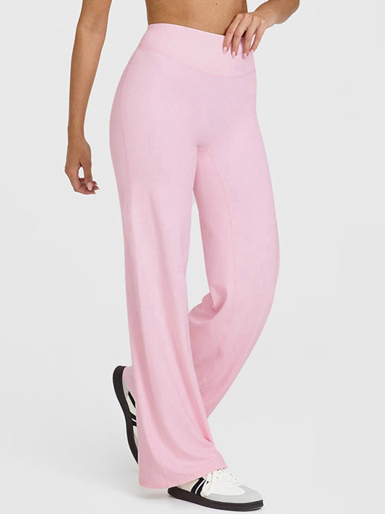 Women's High Waist Straight Leg Pants, Loose Soft Yoga Wide Leggings, Pilates Running Fitness High Waist Straight Leg Pants, Solid Color Leggings