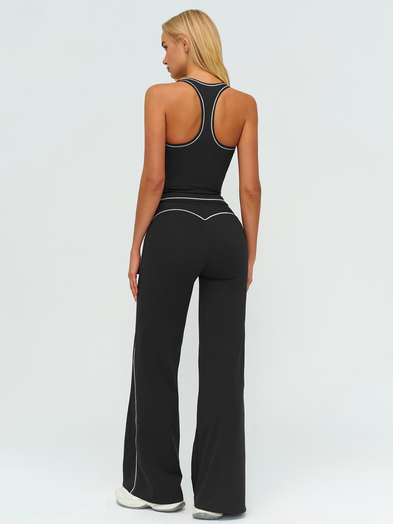 Women's Yoga Set with Dual Shoulder Straps, High-End Feel Sportswear, Running & Exercise, Colorblock Fleece Fabric, High Stretch Sporty Women's Yoga Set with Dual Shoulder Straps, High-End Feel Sportswear, Running & Exercise, Colorblock Fleece Fabric, High Stretch Sporty