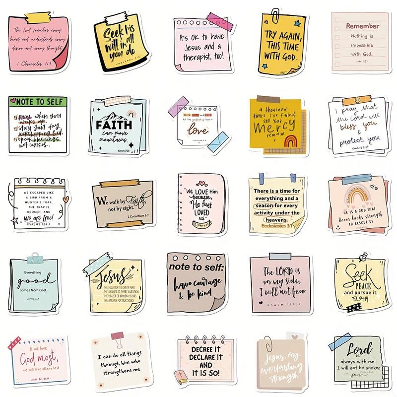 50 Bible-Inspired Sticky Notes, Waterproof Durable Decorative Stickers for Laptops Notebooks Phones, Perfect Christmas Thanksgiving Gifts