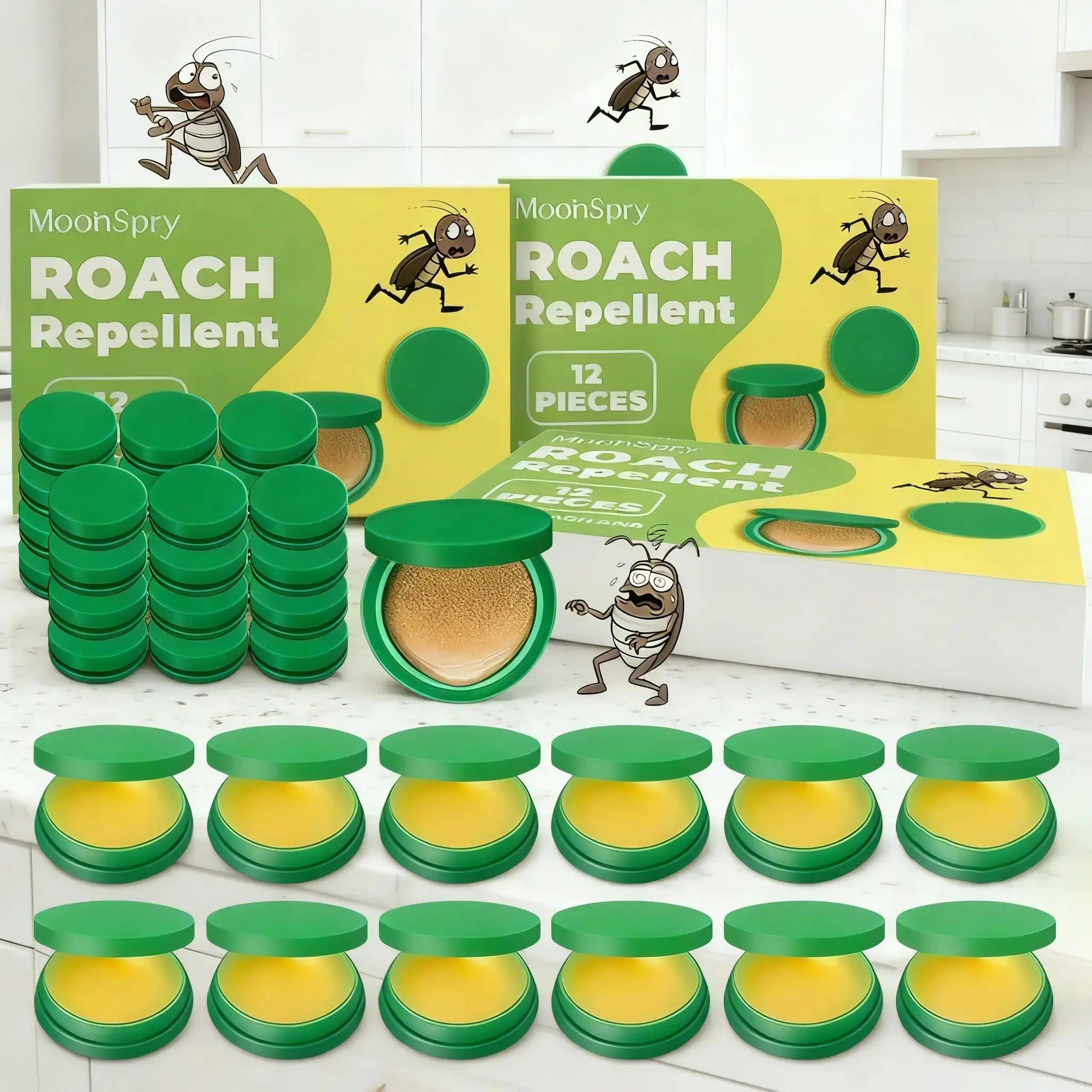 Indoor-Outdoor Cockroach Killer Gel & Traps Kit - 48-Piece Pest Control Set with Multiple Packs, Dragonfly Bug Repellent, Advion Formula, Heavy-Duty Cleanup Gloves, Kids Mop