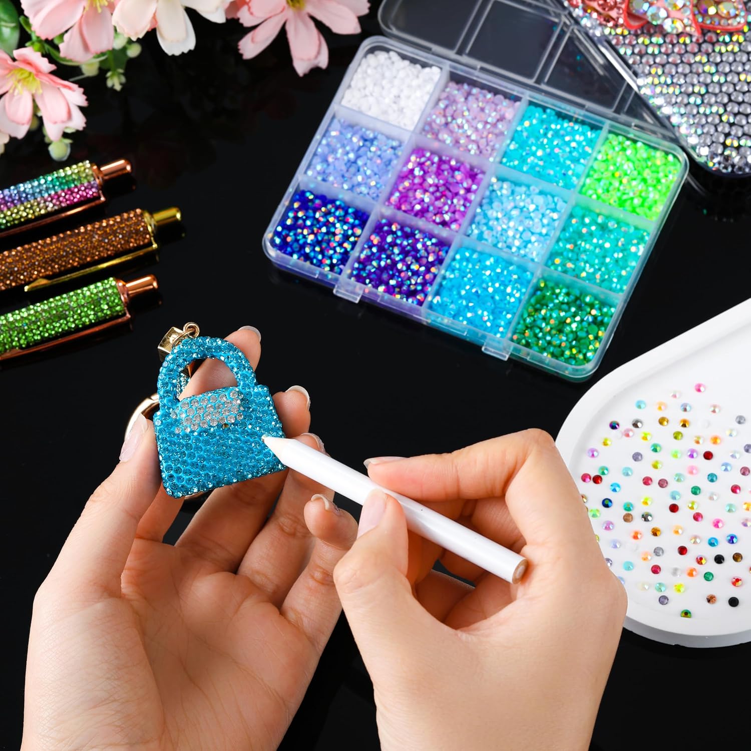 1 Set Multi-colors Semi-circular Resin Nail Diamond Charms 3D 48 Colors 3mm Mini Flat Bottomed Nail Rhinestones DIY Nail Art Crafts