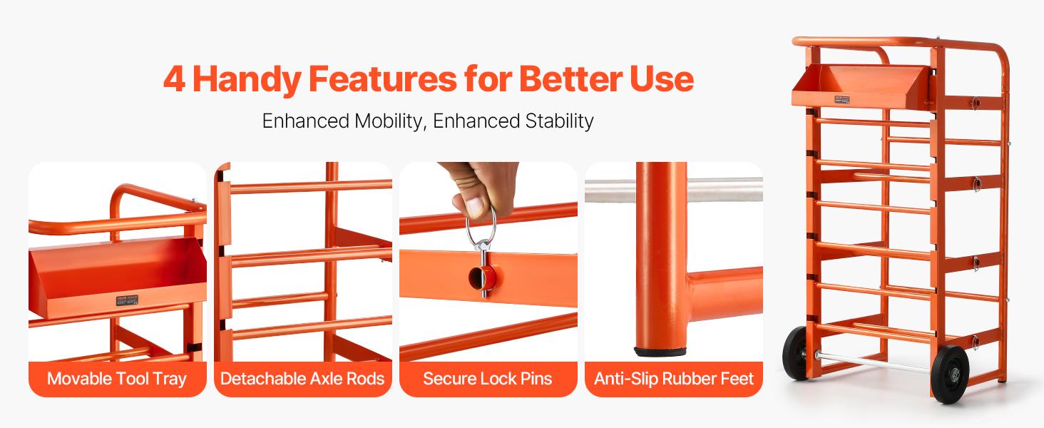 VEVOR Wire Spool Rack, 11 Rods, Multi-Spool Wire Rack Dispenser, Cable Caddy with Wheels, Cable Holder with Storage Tray for Wiring Storage, for Electrical, Industrial Retail Use, Working Efficiency