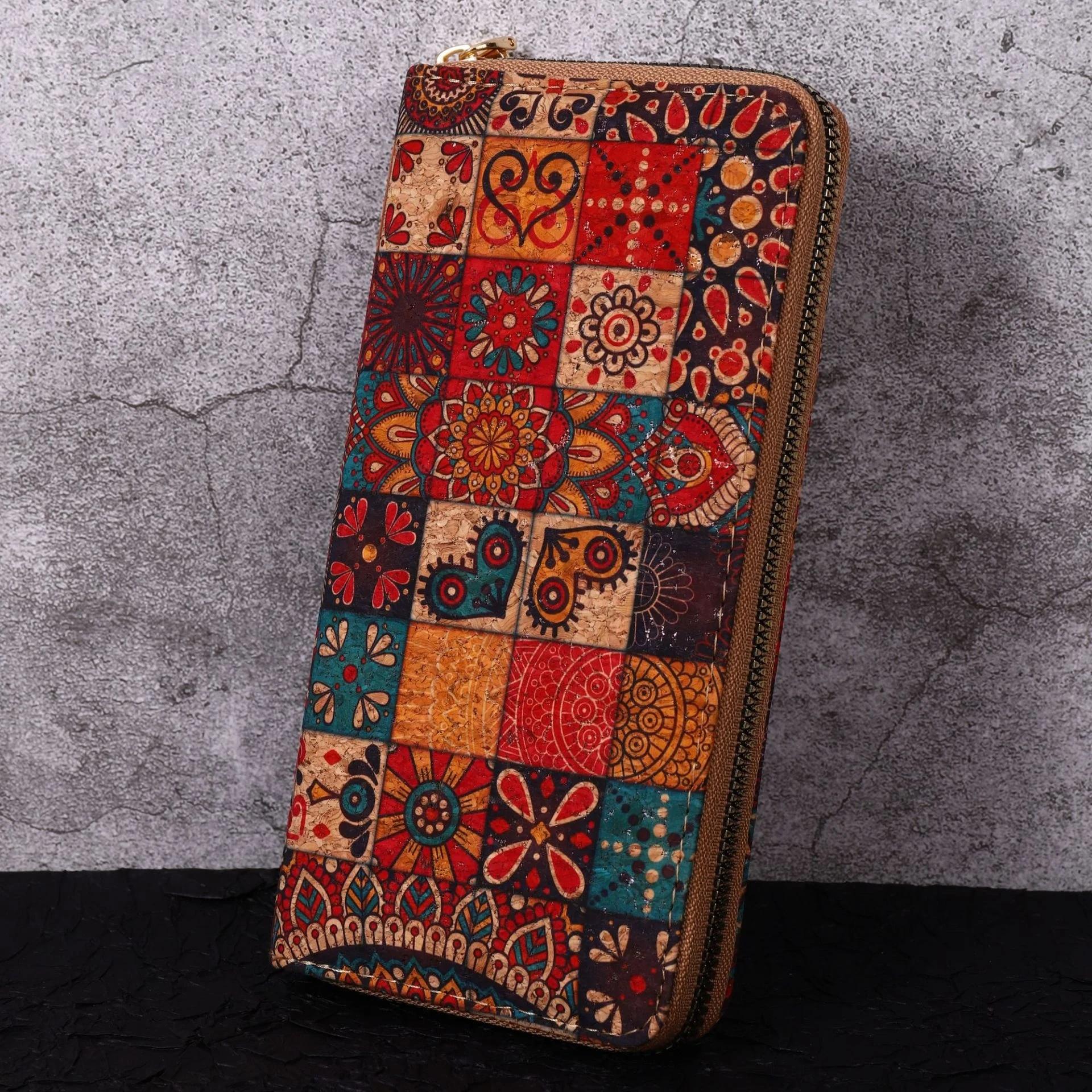 Women's PU Leather Retro Vibe Long Wallet Clutch - Long Length, Printed Design, Zip Closure, Antitheft Safe, Phone-Compatible, Travel-Ready Card Holder