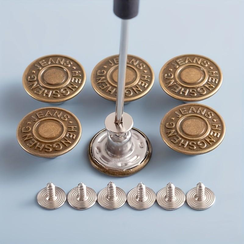 11-Piece Copper Color Adjustable Seamless Metal Buttons, Ideal for Jeans, Easy Installation, Perfect for DIY Enthusiasts and Tailors