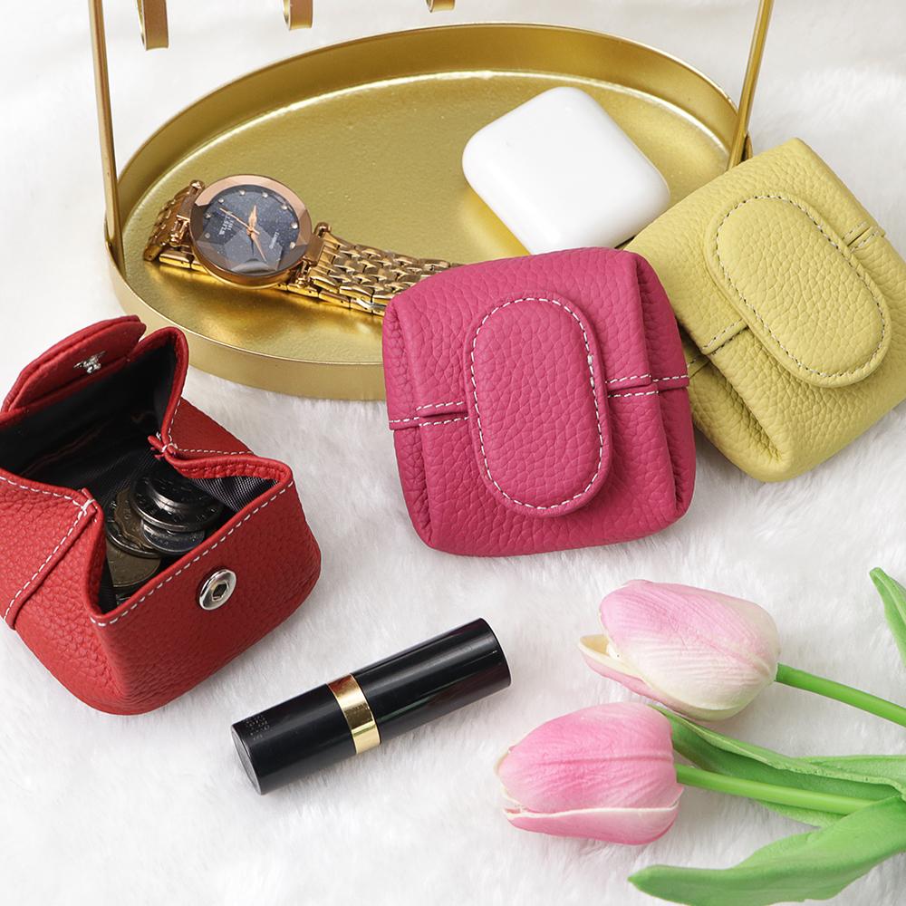 Royal Bagger Mini Lychee Pattern Coin Purse, Solid Color Buckle Key Earphone Storage Bag, Casual Change Pouch for Daily Use 1603 SpringStatements