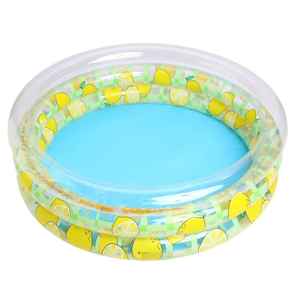 1pc Kids Inflatable Pool, Round Glitter Thick Mini Swim Pool, Cool Water Play Bubble Pool, Indoor & Outdoor Summer Inflatable Bath Pool