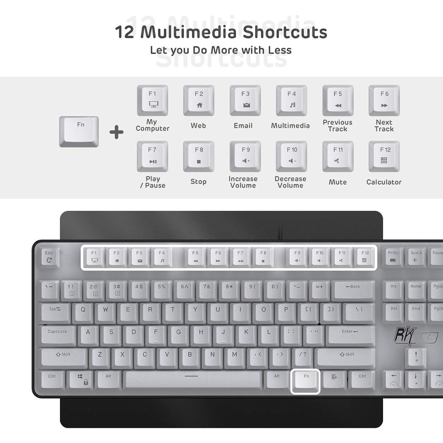 920 Full Size Mechanical Keyboard, Rainbow Backlit Gaming Keyboard, 104  Wired Mechanical Keyboard with Number Pad, Tactile Brown