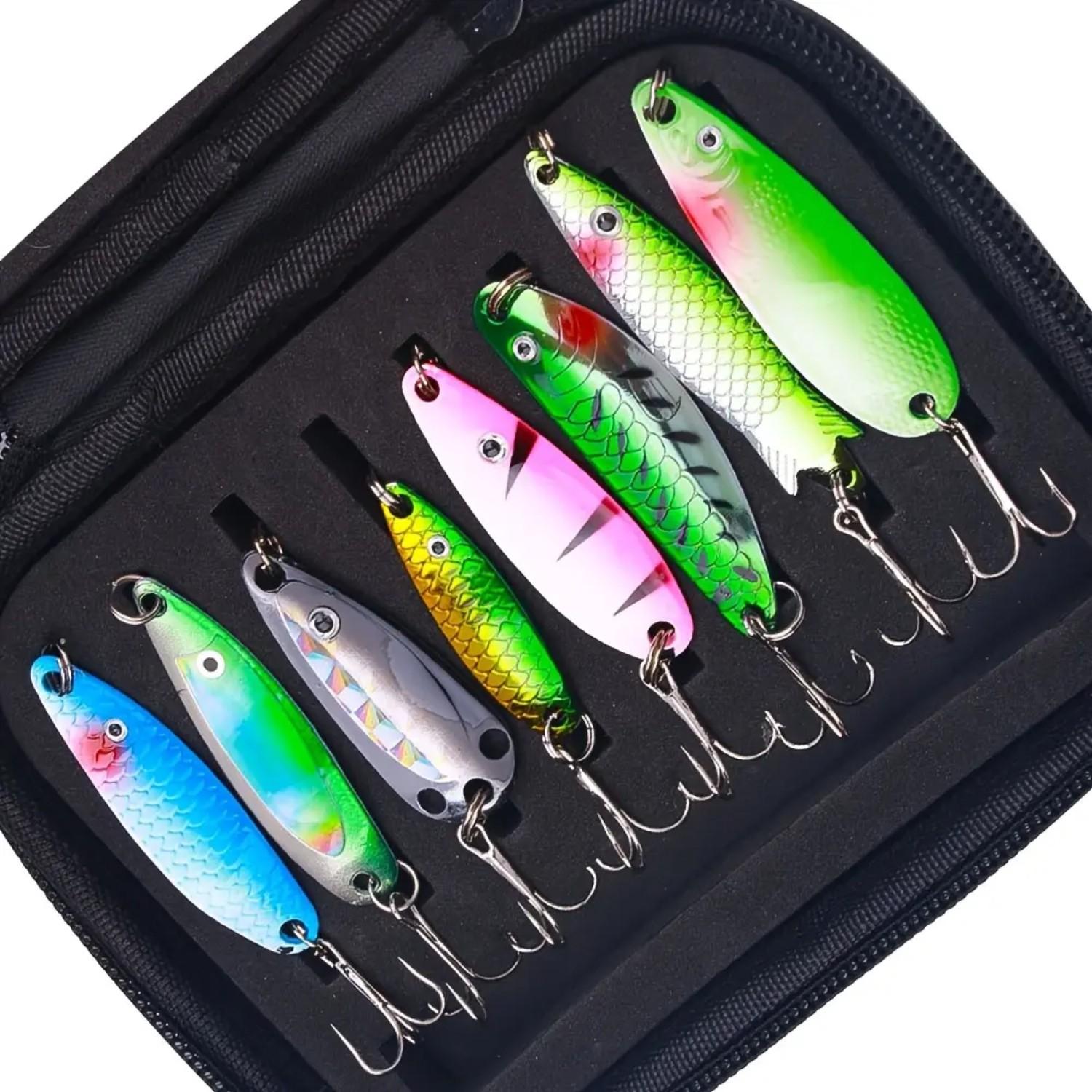 YYW1 16PCS Metal Spoon Fishing Lure Kit, Bright Reflective Fishing Lures with Portable Storage Case, Fishing Tackle Set Bass, Trout, Pike & Outdoor Fishing