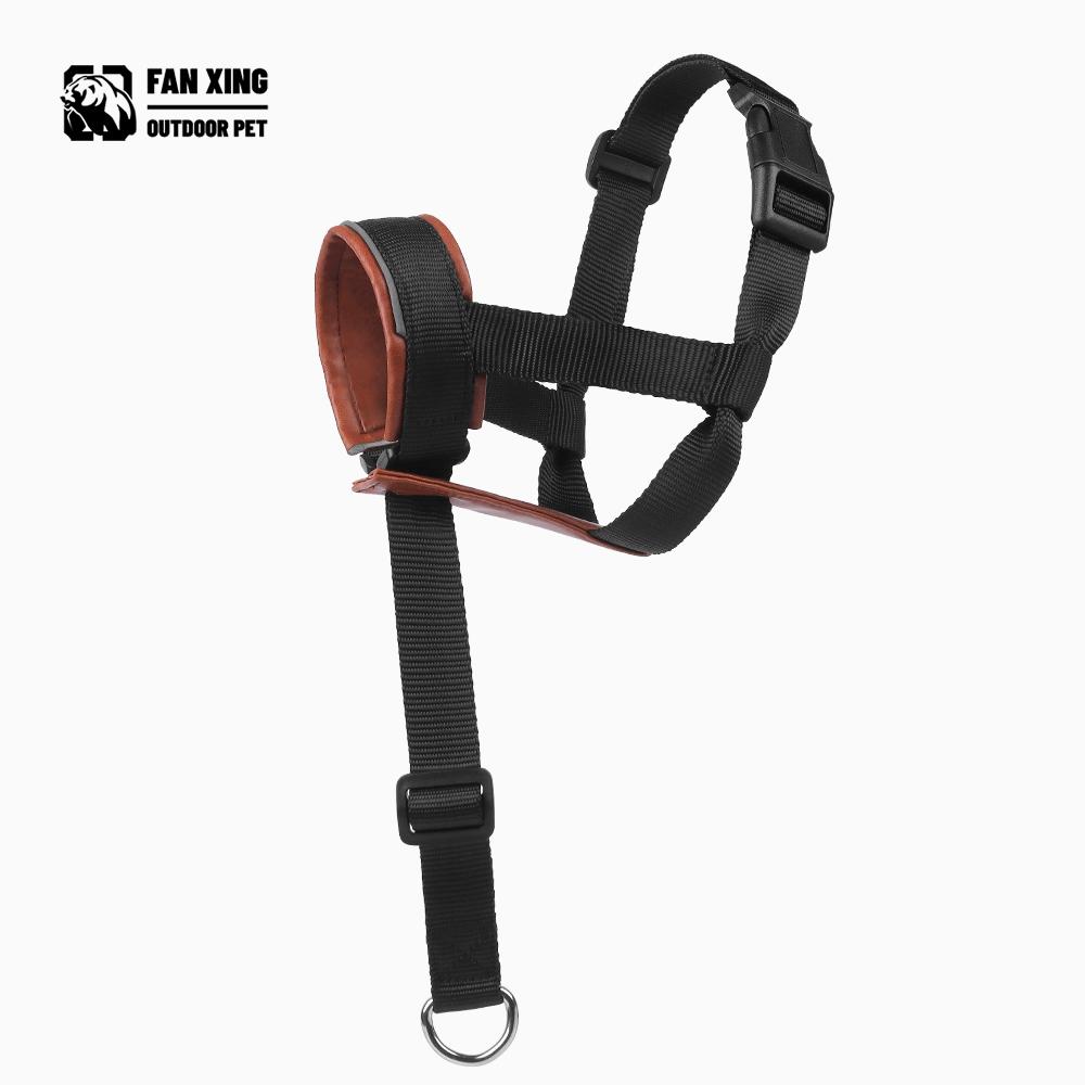 Adjustable Leather Dog Muzzle, Anti-Bite and Bark Control, Harness-Attached, Medium to Large Dogs, Durable Pet Accessory