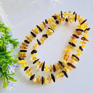 60cm Natural Amber Necklace Men Women Elegant Gift Jewelry Healing Energy Gemstone Baltic Raw Amber Beads Sweater Chain Necklace