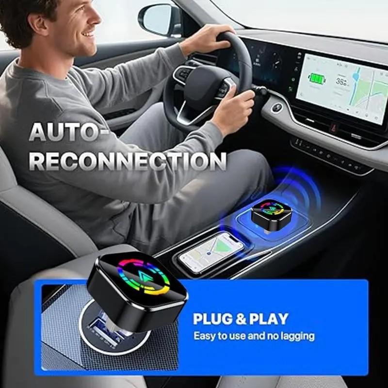 2026 Wireless Carplay Adapter for iPhone/android, Quick Connect, Hands-Free Calling, Bluetooth-compatible Dongle with Charger