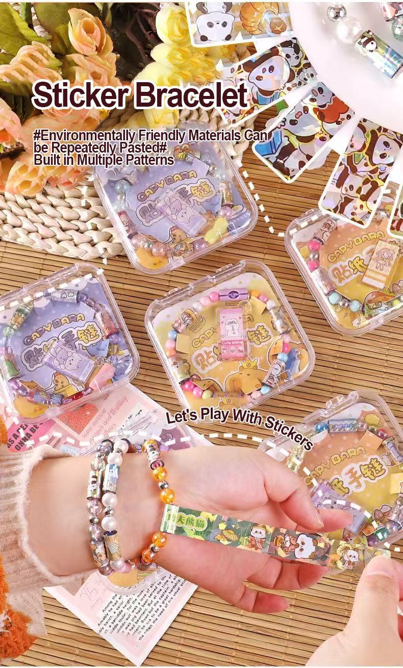 StickiRolls Creative DIY Stickers Bracelet - No Battery Needed Hand String Bead Toy, Unisex Stress Relief Sensory Regulation Kids' Stationery for DIY Crafts, Beads