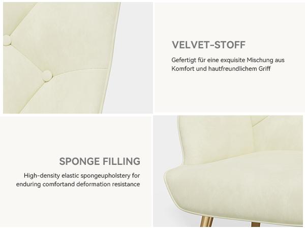 Mid Century Modern Accent Chair, barstools Upholstered Tufted Button Chairs, Living Room Reading Wingback Armchair, Side Chair for Living Room Bedroom vanity chair