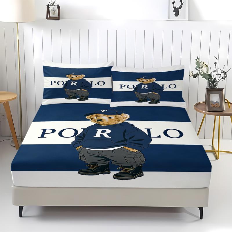 Teddy bear printed pattern bed sheet, comfortable printed pattern, including 1 bed sheet and 2 pillowcases, comfortable bedding, anti slip dust cover suitable for bedrooms and guest rooms, suitable for adult gifts Teddy bear printed pattern bed sheet, comfortable printed pattern, including 1 bed sheet and 2 pillowcases, comfortable bedding, anti slip dust cover suitable for bedrooms and guest rooms, suitable for adult gifts