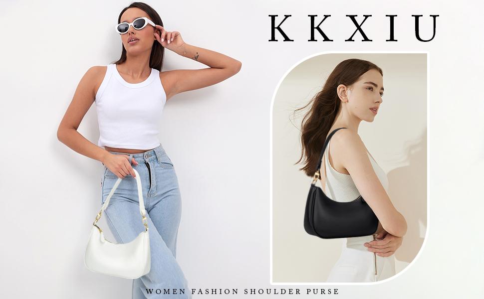 KKXIU Shoulder Bag for Women Cute Hobo Purses and PU Handbags Retro Clutch Underarm Purse