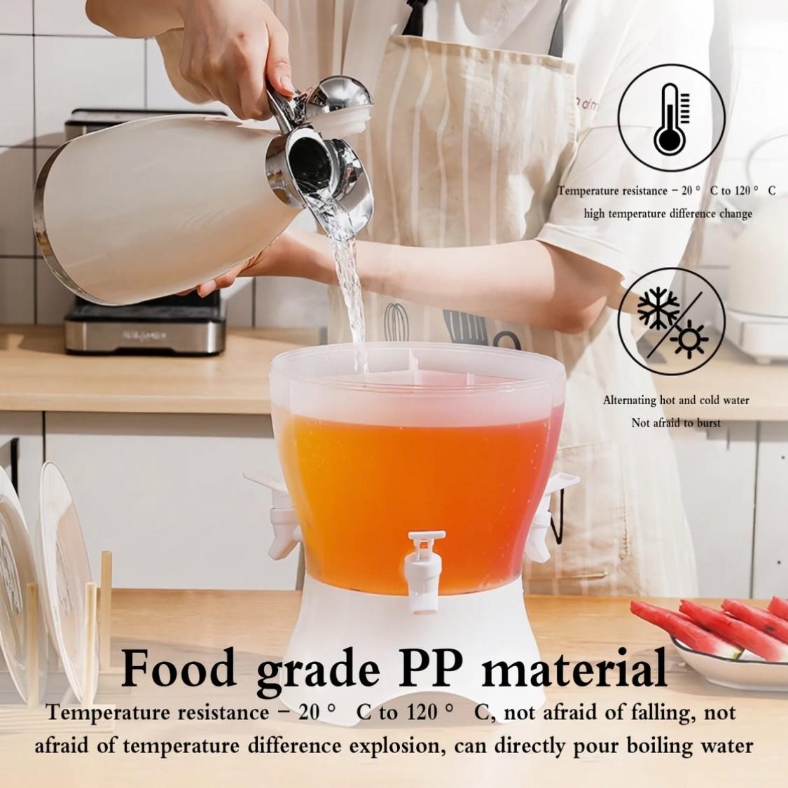 Large Capacity Freestanding Refrigerator Drink Dispenser, Multifunction, Rotating Separated Design Cold Water Beverage Container, Food Grade BPA Free Leak-Proof, Ideal for Parties Home Office Picnic Camping BBQ, Homemade Juice Soda Cold Drinks Daily Use