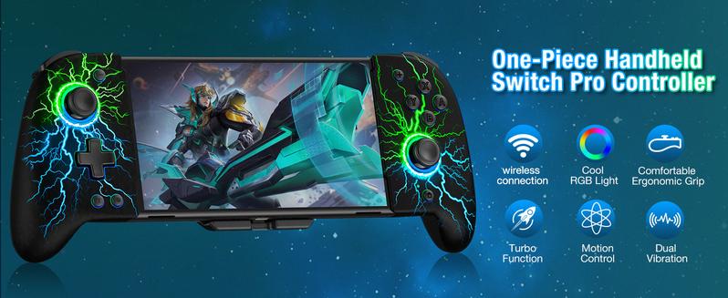 Hall Effect Joystick Switch-Controller for Nintendo Switch/OLED,One-Piece-Joypad-Controller Replacement for Wireless Switch Joycon Controller with 9 Color Lights, Ergonomic Handheld Mode/Programmable