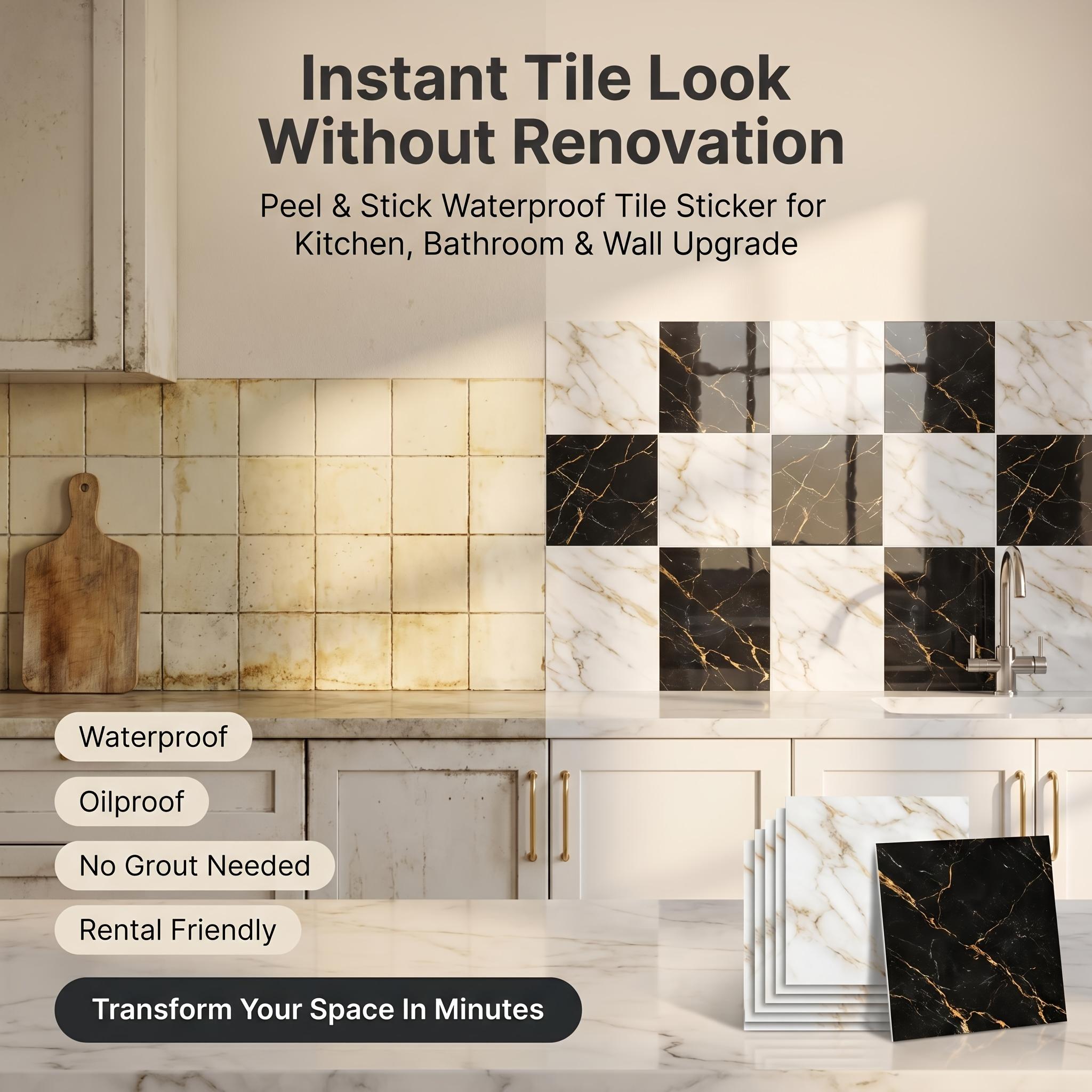 11/22 pack, Vinyl wall stickers, Gutto5 self-adhesive marble pattern wall sticker, thick material, soft and anti-collision, multiple marble patterns, moisture-proof and easy to clean, suitable for wall decoration, kitchen and bathroom walls