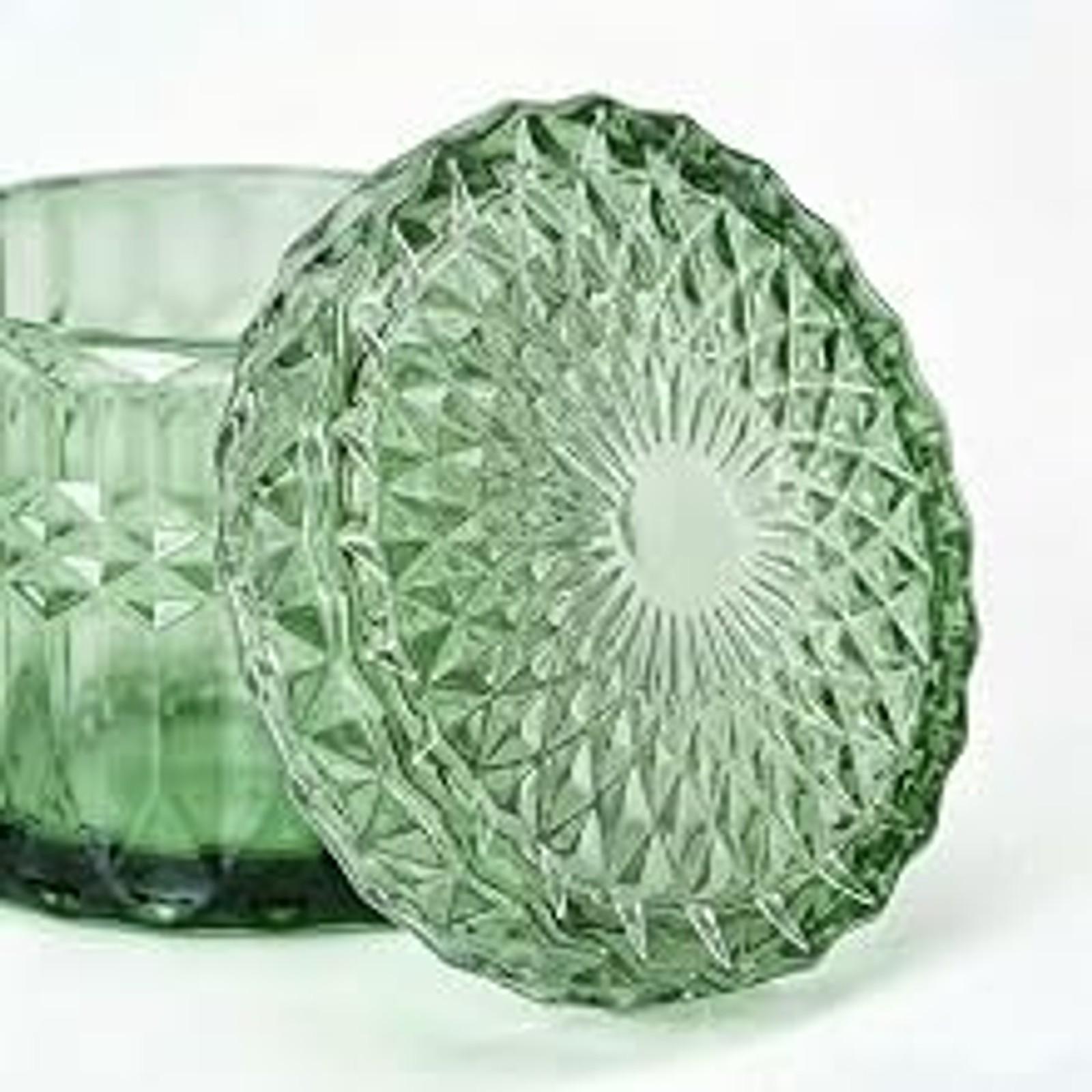 Green Bathroom Accessories Set, 6 Pcs Clear Glass Bathroom Set, Soap Dispenser, Soap Dish, Toothbrush Holder, Tumbler, Q-Tips Holder for Vintage Crystal Bathroom Decor, Gift Set