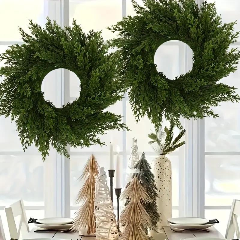 2pack Christmas Berry Pine Wreath, Artificial Norfolk Spruce, Indoor/outdoor Decoration, Perfect for Doors, Walls, Windows, Porches