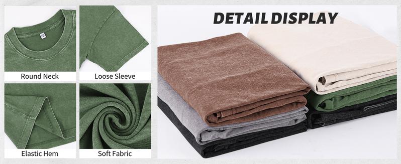 Yimoon Oversized Tshirts for Women Acid Wash Unisex Loose Fit Vintage Cotton Heavyweight T Shirts Baggy Tees