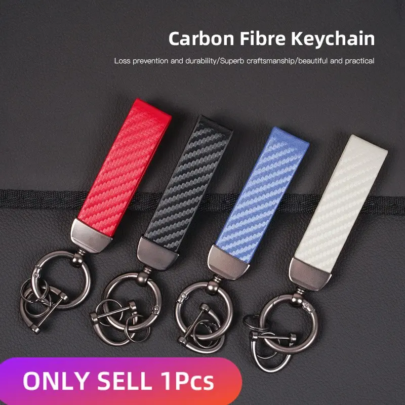 Carbon Fiber Textured Leather Keychain Motorcycle Stylish Keyring For Chevrolet Corvette Montana TrailBlazer Silverado Traverse Camaro Suburban Equinox Bolt Cruze Malibu Colorado Trax SS Spark Captiva Onix Spin Impala Cobalt