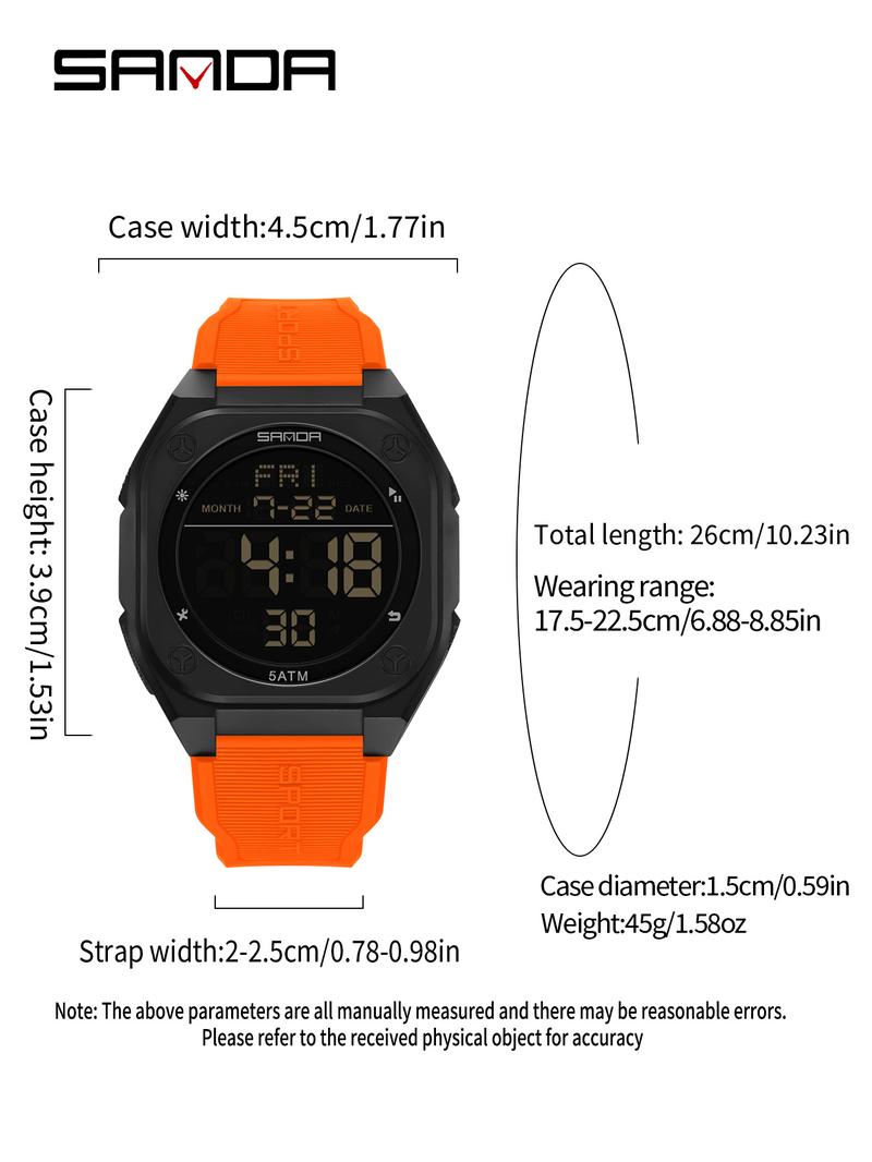 SANDA Men's Sports Watch Fashion and Leisure Men's LED Single Display Night Light Waterproof Multi functional Timing Electronic Watch Best Gift+BOX Waterproof Multifunctional Watch