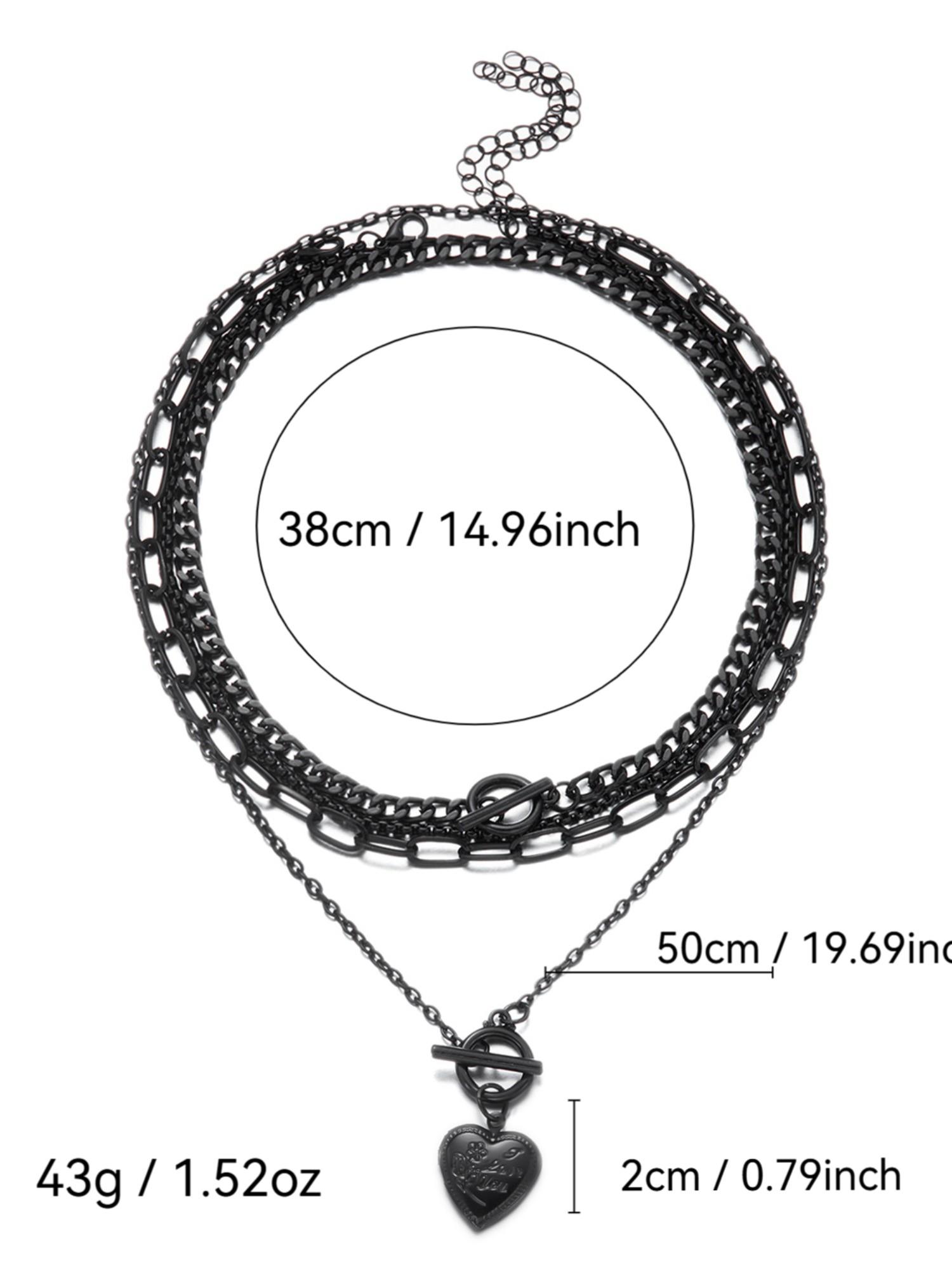 Women's Punk Style Heart Design Pendant Necklace & OT Buckle Chain Necklaces, 4 Counts Fashion Charm & Chain Necklaces, Gothic Mystery Jewelry, Trendy Goth Jewelry for Birthday Gift
