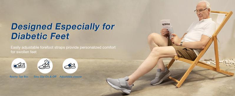 Ortho+rest Men Walking Shoes Edema Shoes for Swollen Feet Arch Support Sneakers Closed Runner Men's Casual