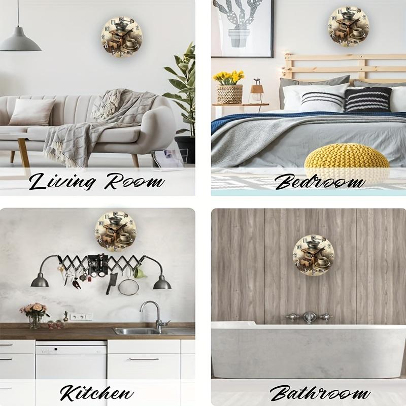A Pack of Vintage Coffee Machine Pattern Decorative Silent Wall Clock Suitable for Home Decoration Gift Suitable for AA Batteries