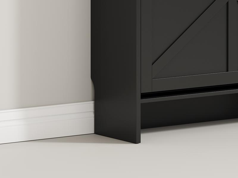 Shoe Storage Cabinet for Entryway, Farmhouse Wide Shoe Cabinet with 4 Flip Drawers and 2 Top Drawers, Freestanding Organizer with Adjustable Shelves, Hooks, and Anti-Tip Kit for Hallway