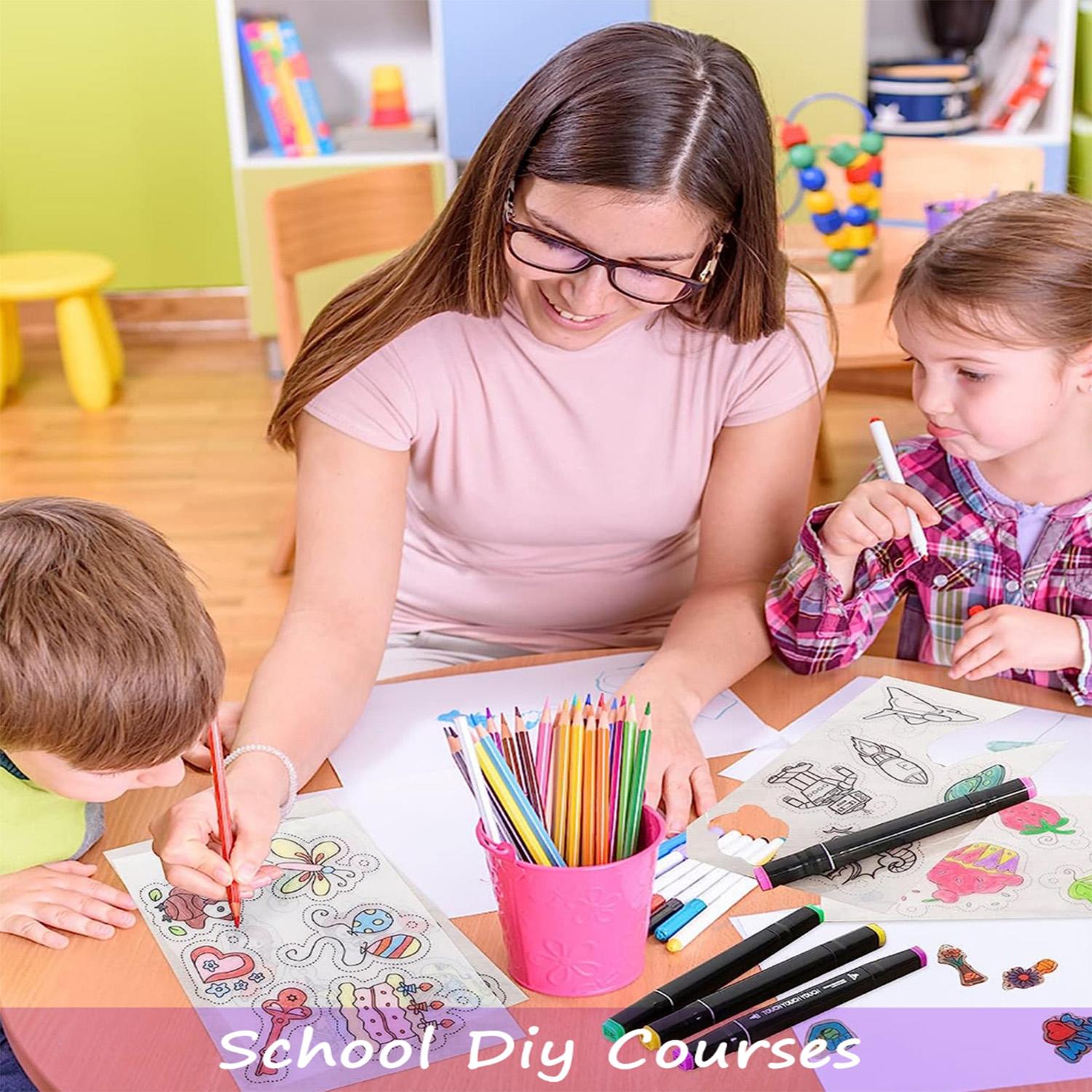 184pcs/200pcs Shrink Plastic Sheet Kit with Shrink Paper Keychain Set, 176pcs Keychains and Open Iron Rings, Handmade Keychain, Christmas Gift