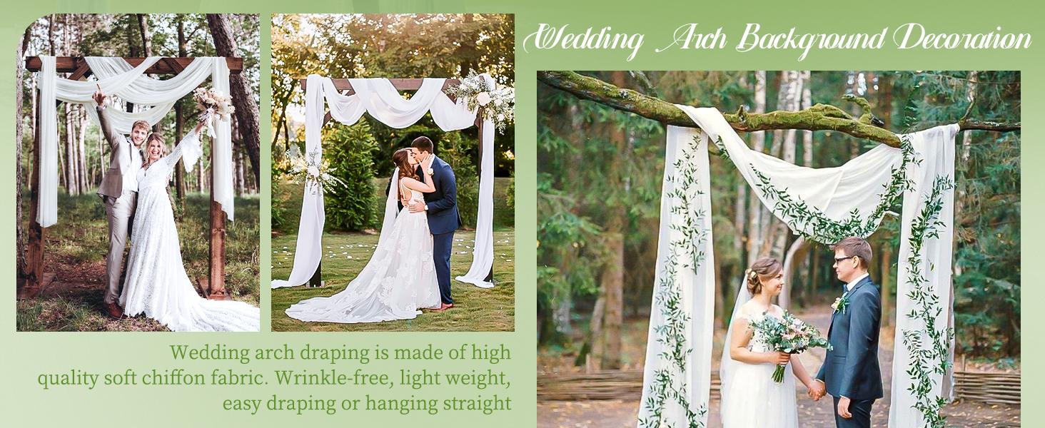FANI 4 Panels  Sheer Chiffon Wedding Arch Draping Fabric 28inch x 20 ft Each for Ceremony Drapery Ceiling Drapes Party Decor Indoor Backdrops Cortinas decorativas / Telas para decoración