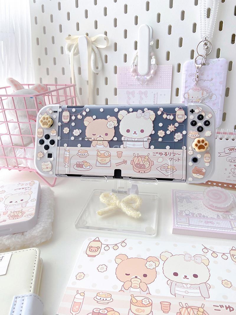 Ins Style Original Switch Protective Cover Cute Bear Oled Controller Cover Can Be Inserted Dock for Nintendo Switch Joy-Con