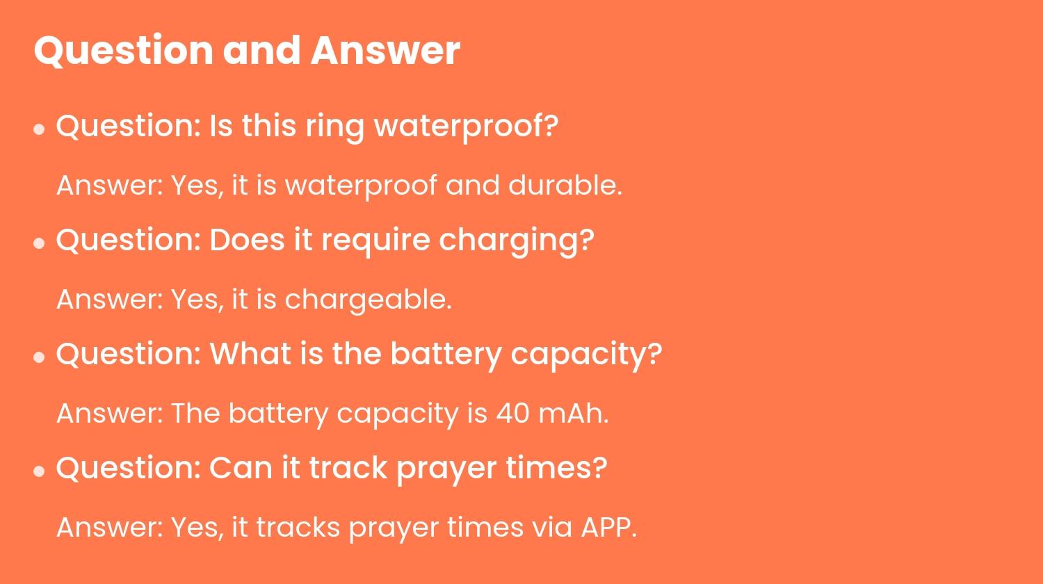 Smart Prayer Counting Ring, Precise Time Reminder + APP Tracking, Automatic Alarm, Waterproof Durable Muslim Prayer Helper